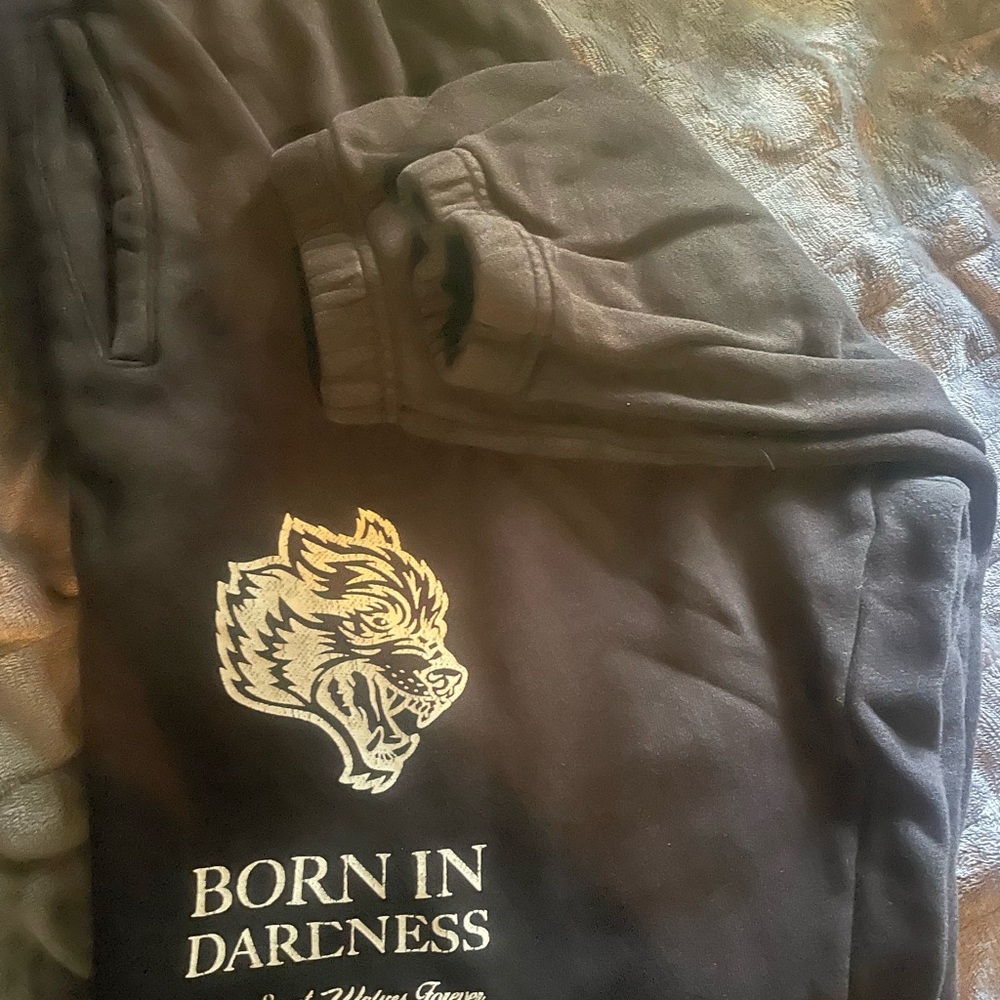 Darc Sport Black Sweatpants with Wolf Graphic